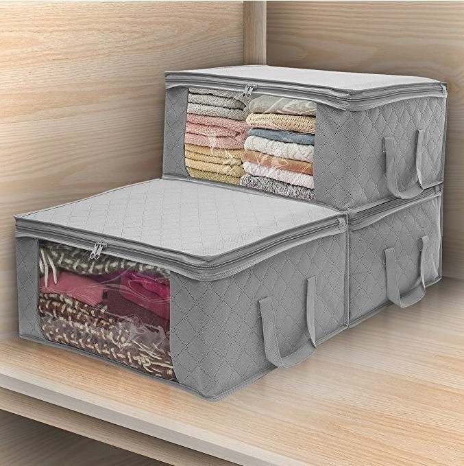 Factory Custom Logo Size Foldable Blanket Clothes Storage Bag Clothes Storage Containers with Lids Handle for Organizing Bedroom