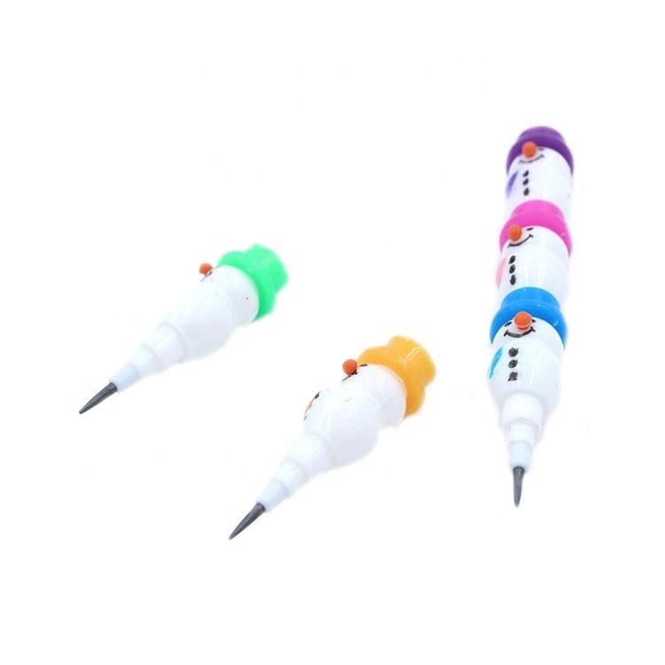 MOQ promotional new design cut snowman shape plastic pencil