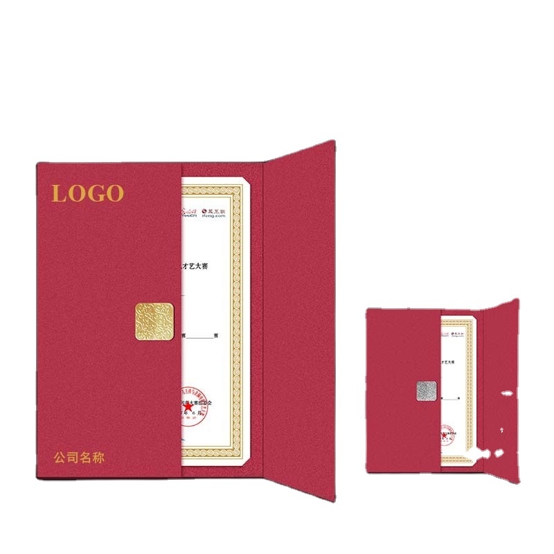 Popular Fancy Paper File Folder Custom Logo A4 Size 3 Folded Certificate Holder