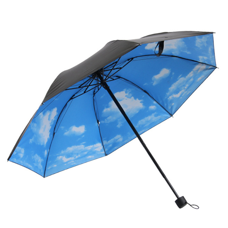 Custom Printed Uv Protection And Windproof  Portable Automatic Open  3 Fold Umbrella