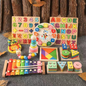 10Types Set Kids Educational Montessori Toys Baby Sensory Musical Piano Playing Toys Preschool Wooden 3D Puzzle Game