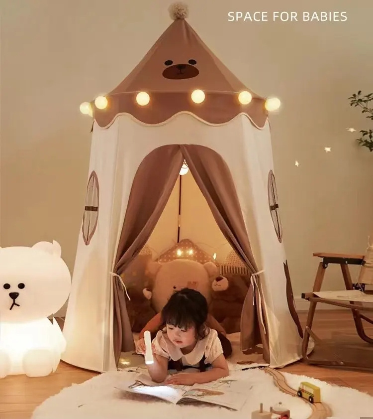 Girls Sensory Sweet House Cotton Fabric Kids Tent Indoor Yurt Indian Teepee Pop Up Playhouse for Baby