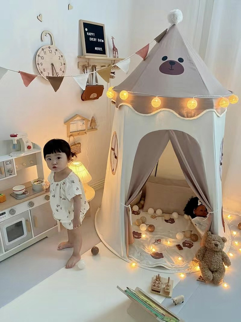 Girls Sensory Sweet House Cotton Fabric Kids Tent Indoor Yurt Indian Teepee Pop Up Playhouse for Baby