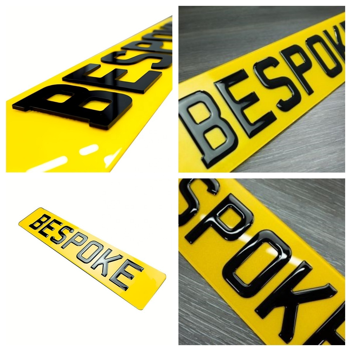 Custom Mirroring Acrylic Number Plate Front And Rear 3d 4d GEL Letters Acrylic Black Yellow Car License Number Plates