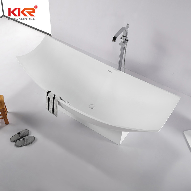 KKR Factory Customized Modern Hammock Style Design Acrylic Solid Surface Stone Resin Freestanding Bathtub for Hotel Project