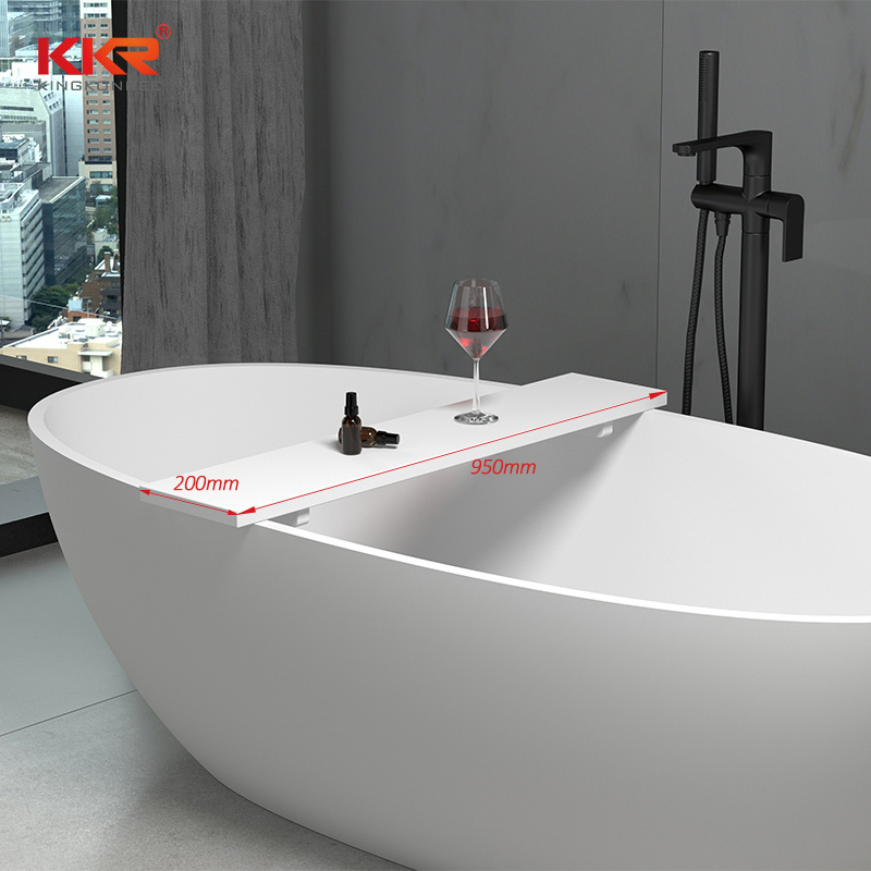 KKR Luxury removeable stone resin bathtub shelf hotel elegent bathtub with solid surface rack