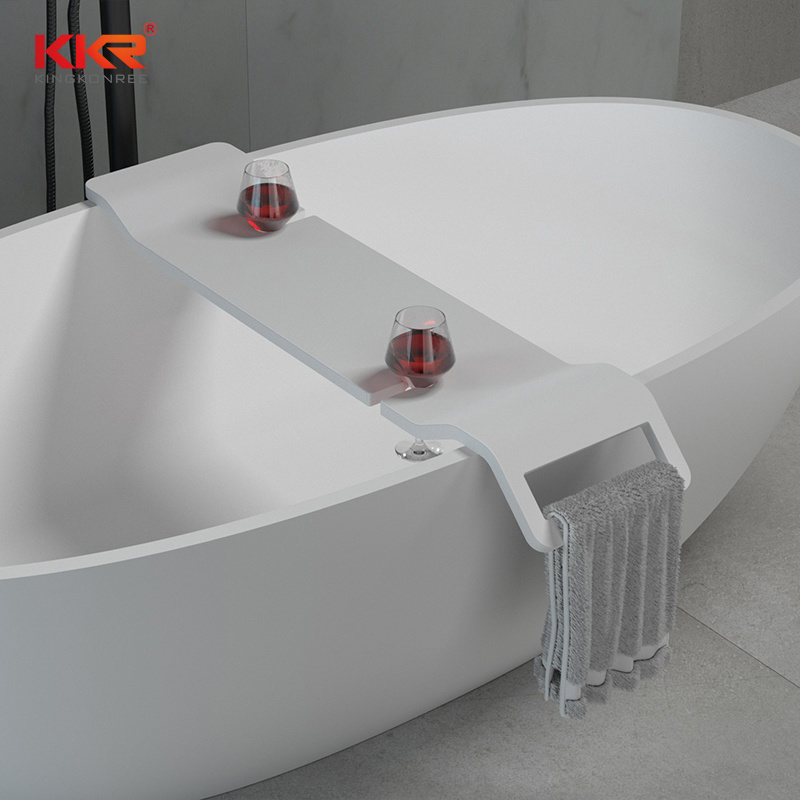 KKR Luxury removeable stone resin bathtub shelf hotel elegent bathtub with solid surface rack