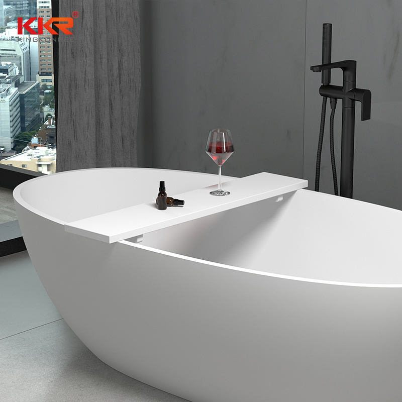 KKR Luxury removeable stone resin bathtub shelf hotel elegent bathtub with solid surface rack