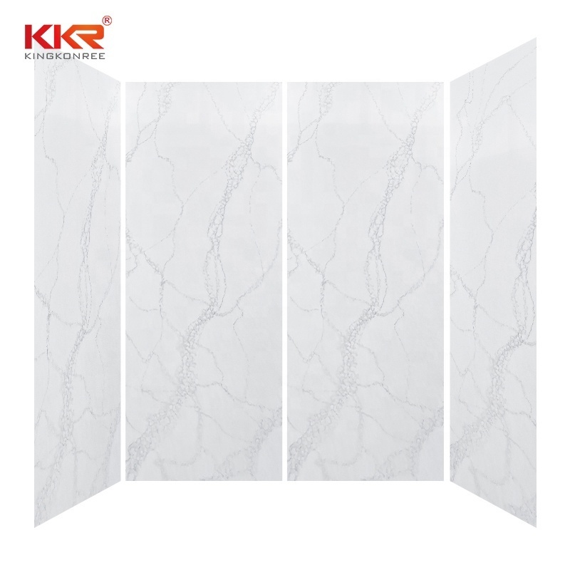 KKR Factory Custom Hotel Villa Apartment Bathroom Ware Accessory Walls Stone Shower Surround Grey White Marble Shower Wall Panel