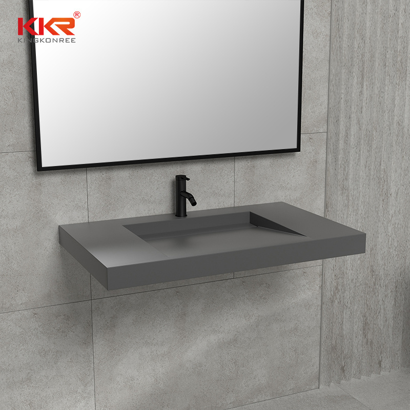 cement grey wall hung vanity basin bathroom sink solid stone wall hung basin