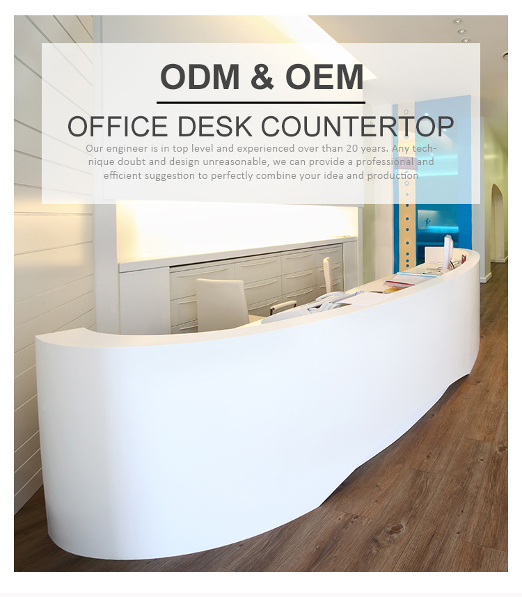 Acrylic solid surface hospital reception counter simple design round service counter reception desk