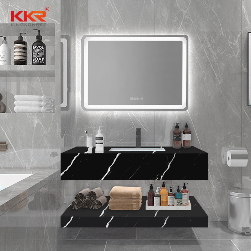 Single Modern Bathroom Vanity Set Solid Surface Marble Wall Mounted Vanity Bathroom Cabinet