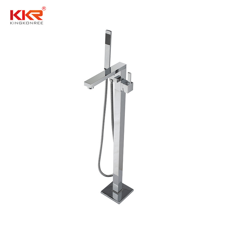 KKR Factory Bathroom Ware Accessories Square Single Handle Freestanding Floor Mount Tub Filler Shower Bathtub Filler Faucet