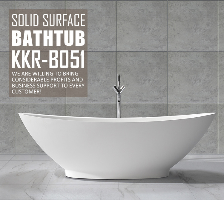 Kkr Bathtub Free Stand Bathroom Japanese Small Bath Tub Surface Stone Modern Solid Acrylic Freestanding Soaking Matt & Gloss