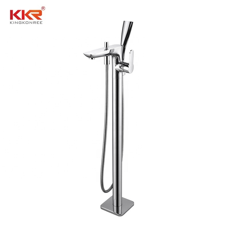 KKR Wholesale Modern Floor Mounted Shower Bath Tub Faucet Free Standing Tub Filler Brass Freestanding Bathroom Bathtub Faucets