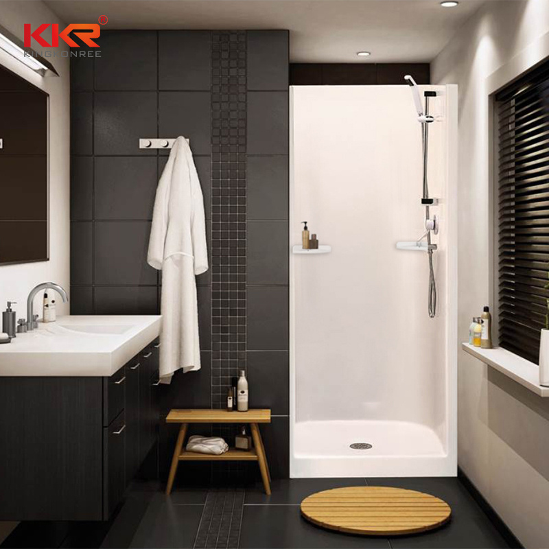 KKR Factory Shower Bathroom Ware Accessory Acrylic Solid Surface Texture Pattern Resin Stone Shower Surround Wall Panel