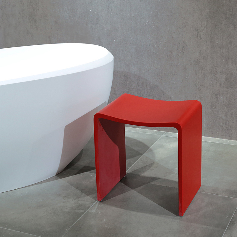 KKR bathroom furniture acrylic solid surface colorful shower stool resin stone modern stationary shower seat chair toilet stool