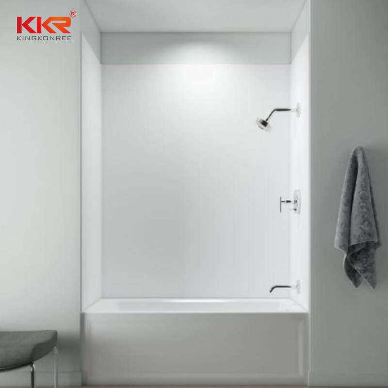 KKR Factory Shower Bathroom Ware Accessory Acrylic Solid Surface Texture Pattern Resin Stone Shower Surround Wall Panel