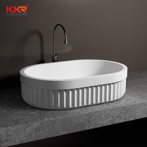 Kkr Modern Luxury Sanitary Ware Solid Surface Stone Bathroom Wash Hand Lavabo Vessel Basin