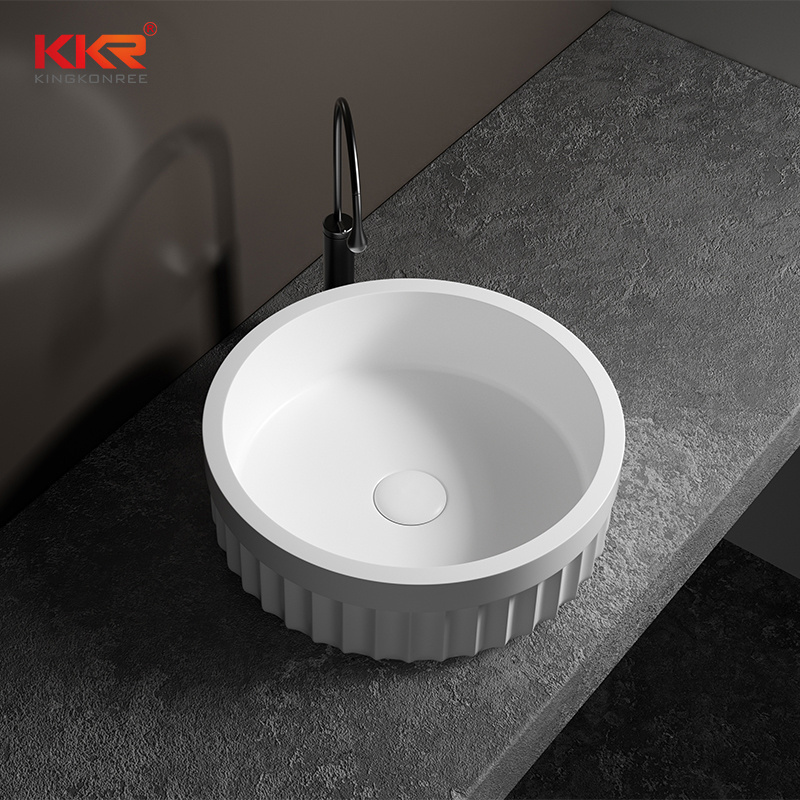 Kkr Modern Luxury Sanitary Ware Solid Surface Stone Bathroom Wash Hand Lavabo Vessel Basin