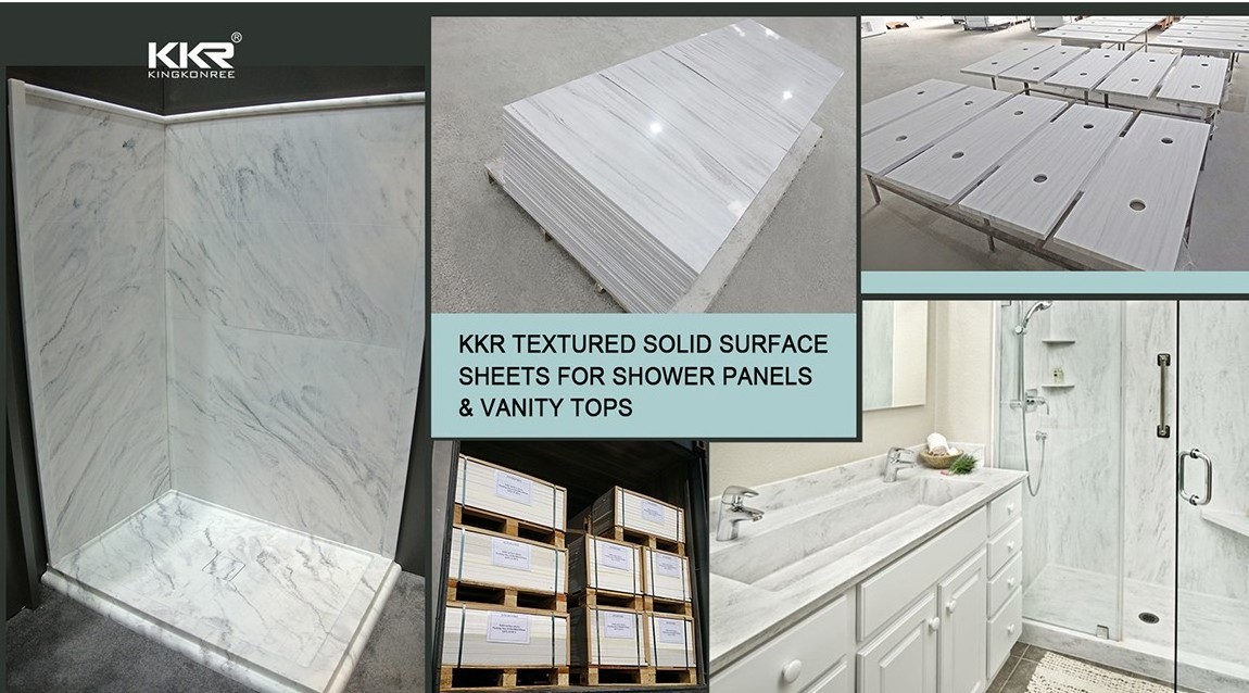 Solid Surface Sheets Sheet Panneau Shower Wall Panel Transparent 6mm to 30mm Sizes Material Artificial Stone Big Slab KKR 1220mm