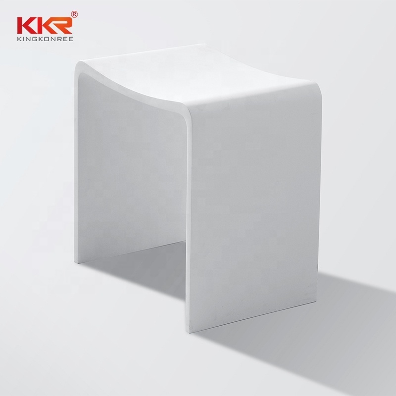 KKR bathroom furniture acrylic solid surface colorful shower stool resin stone modern stationary shower seat chair toilet stool