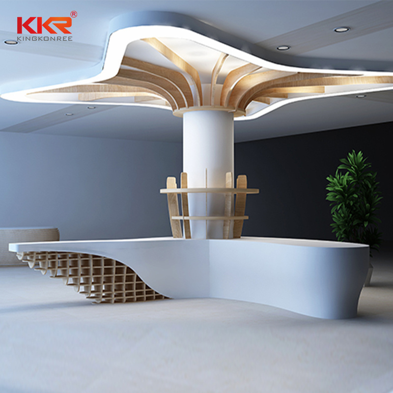 Acrylic solid surface hospital reception counter simple design round service counter reception desk