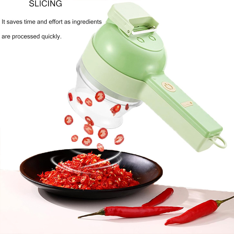 4 in 1 Electric Vegetable Cutter Set ldMultifunction Garlic Chopper Handheld Wireless Food Processor Portable Food Slicer