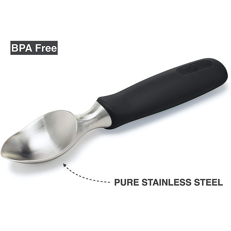 No-Thaw Hard   Ice Cream Scooper Spade Professional Stainless Steel Ice Cream Scoop with Non-Slip Rubber Grip