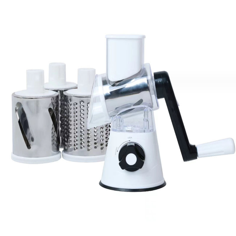 Manual Rotary Veggie Chopper Cheese Grater Round Vegetable Potato Carrot Mandoline Slicer with Stainless Steel Blade