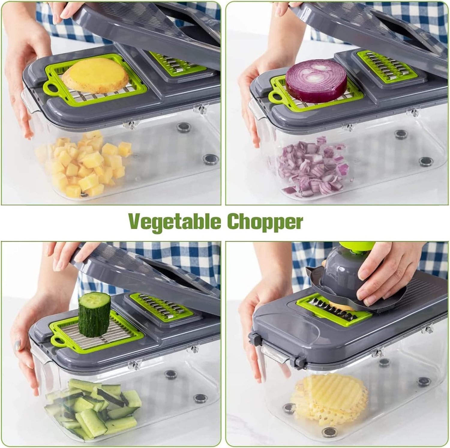 Upgraded 22 in 1 Vegetable Chopper  Mandoline Vegetable Slicer Dicer with 13 Stainless Steel Blades Food Salad Chopper