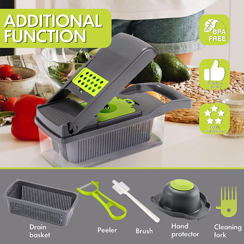 14/16 in 1 Professional Mandoline Slicer for Kitchen Vegetable  Food Chopper Cutter for Onion  Potato Tomato