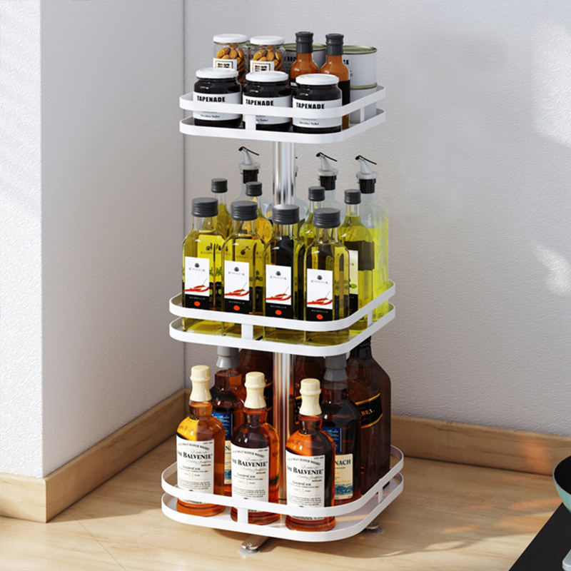 Low Price Metal Turntable Spice Holder 360 Degree Rotation Lazy Susan Organizer Rack for for Cabinet Pantry Kitchen Countertop