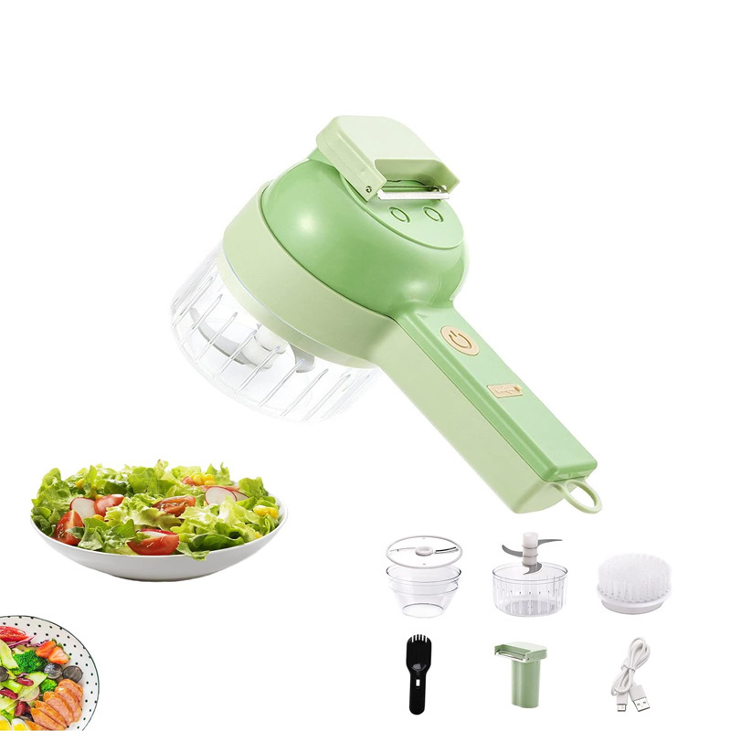 4 in 1 Electric Vegetable Cutter Set ldMultifunction Garlic Chopper Handheld Wireless Food Processor Portable Food Slicer