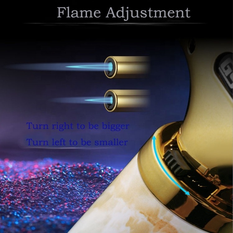 Adjustable Flame Refillable Mini Blow Torch Professional Kitchen Cooking Torch Lighter with Lock  for BBQ, Baking