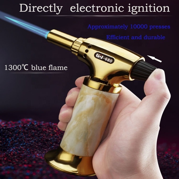 Adjustable Flame Refillable Mini Blow Torch Professional Kitchen Cooking Torch Lighter with Lock  for BBQ, Baking