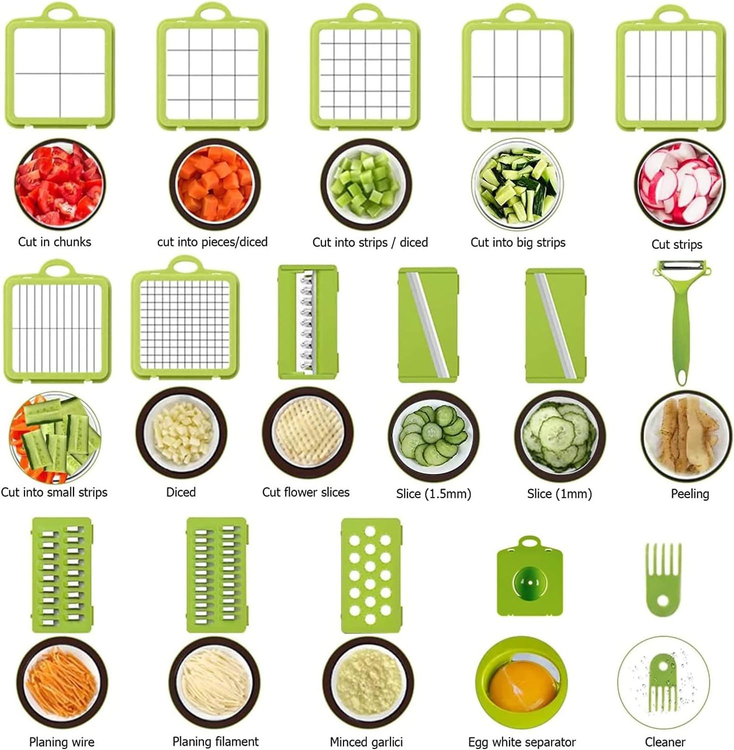 Upgraded 22 in 1 Vegetable Chopper  Mandoline Vegetable Slicer Dicer with 13 Stainless Steel Blades Food Salad Chopper