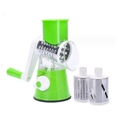 3 in 1 Manual Rotary Cheese Grater Round Vegetable Potato Carrot Mandoline Slicer Veggie Chopper