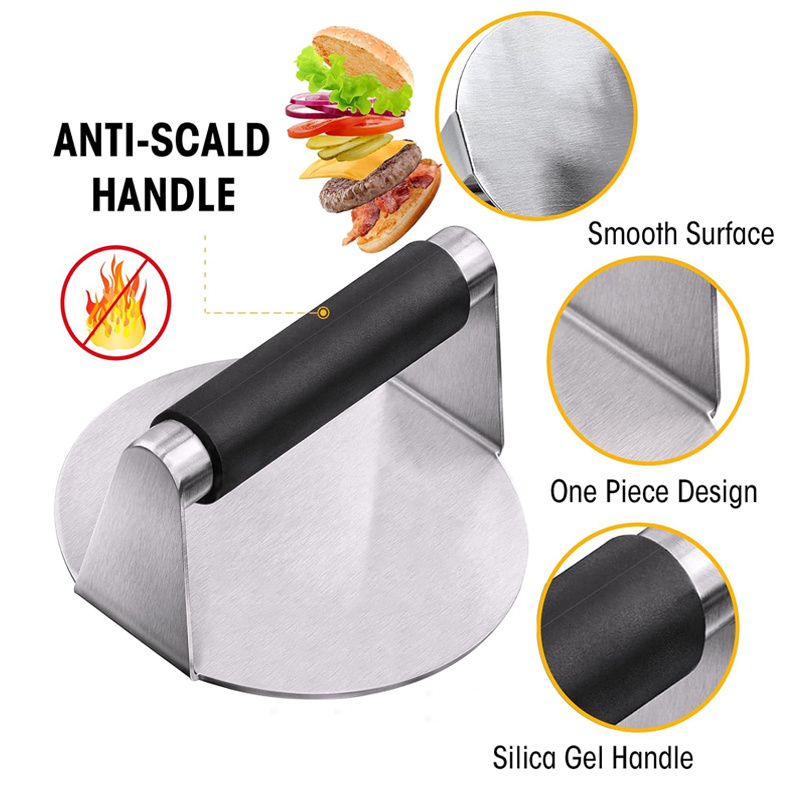 5.5 inch Smash Burger Press with Anti-Scald Handle Hamburger Smasher Tool Meat Bacon Grill Tortilla Press Patty Maker