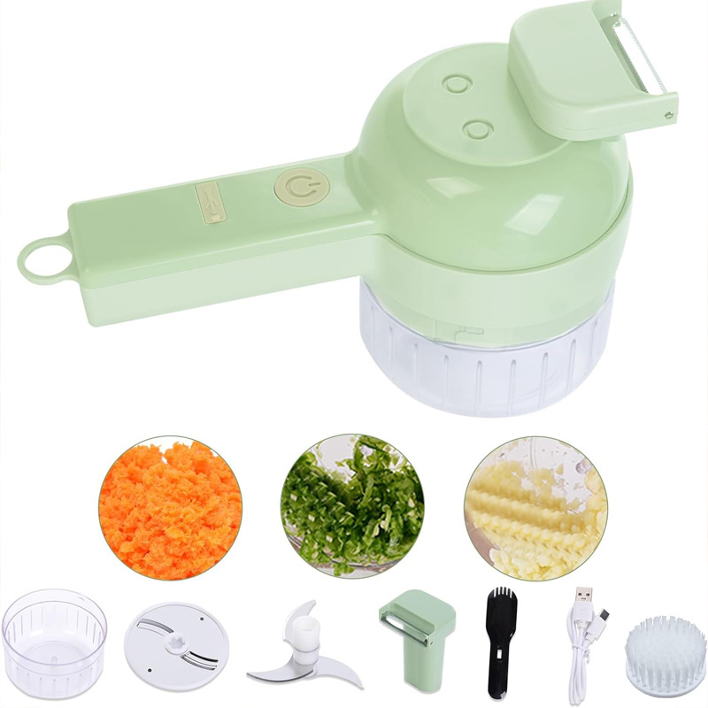 4 in 1 Electric Vegetable Cutter Set ldMultifunction Garlic Chopper Handheld Wireless Food Processor Portable Food Slicer