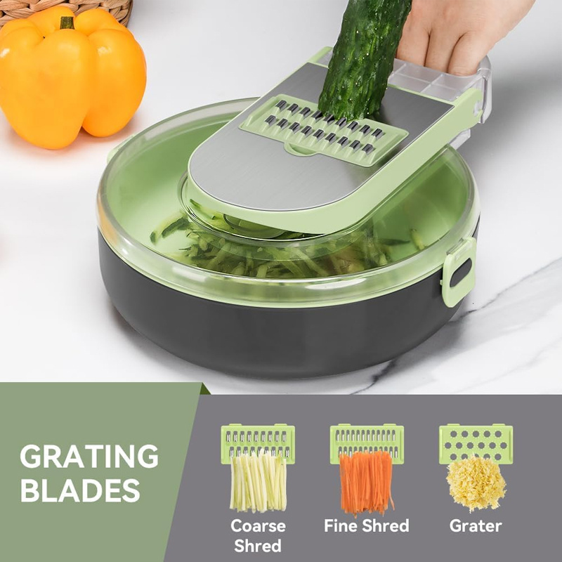 New 13 in 1 Vegetable Chopper Slicer  Round Veggie Dicer Cutter for Onion Tomato Potato Food Chopper with Draining Storage Conta