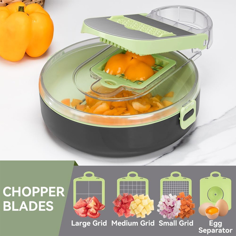 New 13 in 1 Vegetable Chopper Slicer  Round Veggie Dicer Cutter for Onion Tomato Potato Food Chopper with Draining Storage Conta