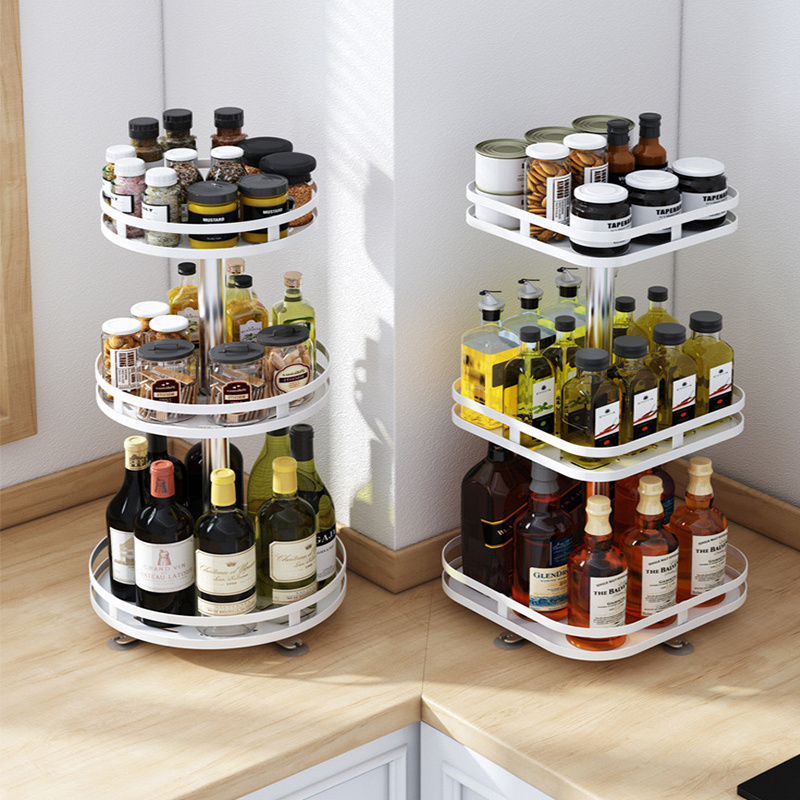 Low Price Metal Turntable Spice Holder 360 Degree Rotation Lazy Susan Organizer Rack for for Cabinet Pantry Kitchen Countertop