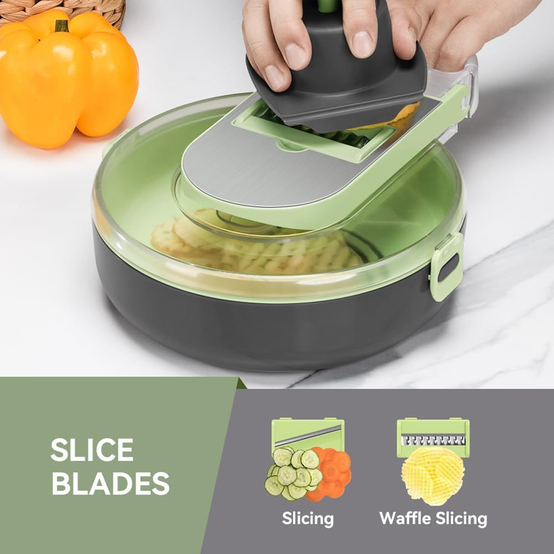 New 13 in 1 Vegetable Chopper Slicer  Round Veggie Dicer Cutter for Onion Tomato Potato Food Chopper with Draining Storage Conta