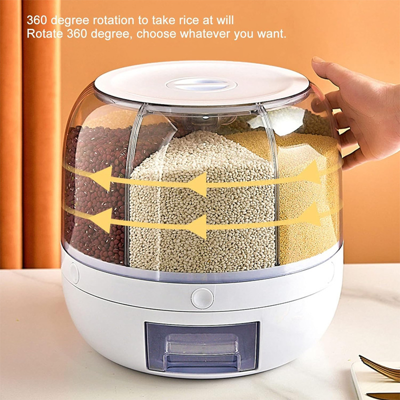 Kitchen Grain Dispenser 360 Degree Rotating Grain and Rice Storage Container  Dry Food Dispenser for Lentils Small Beans