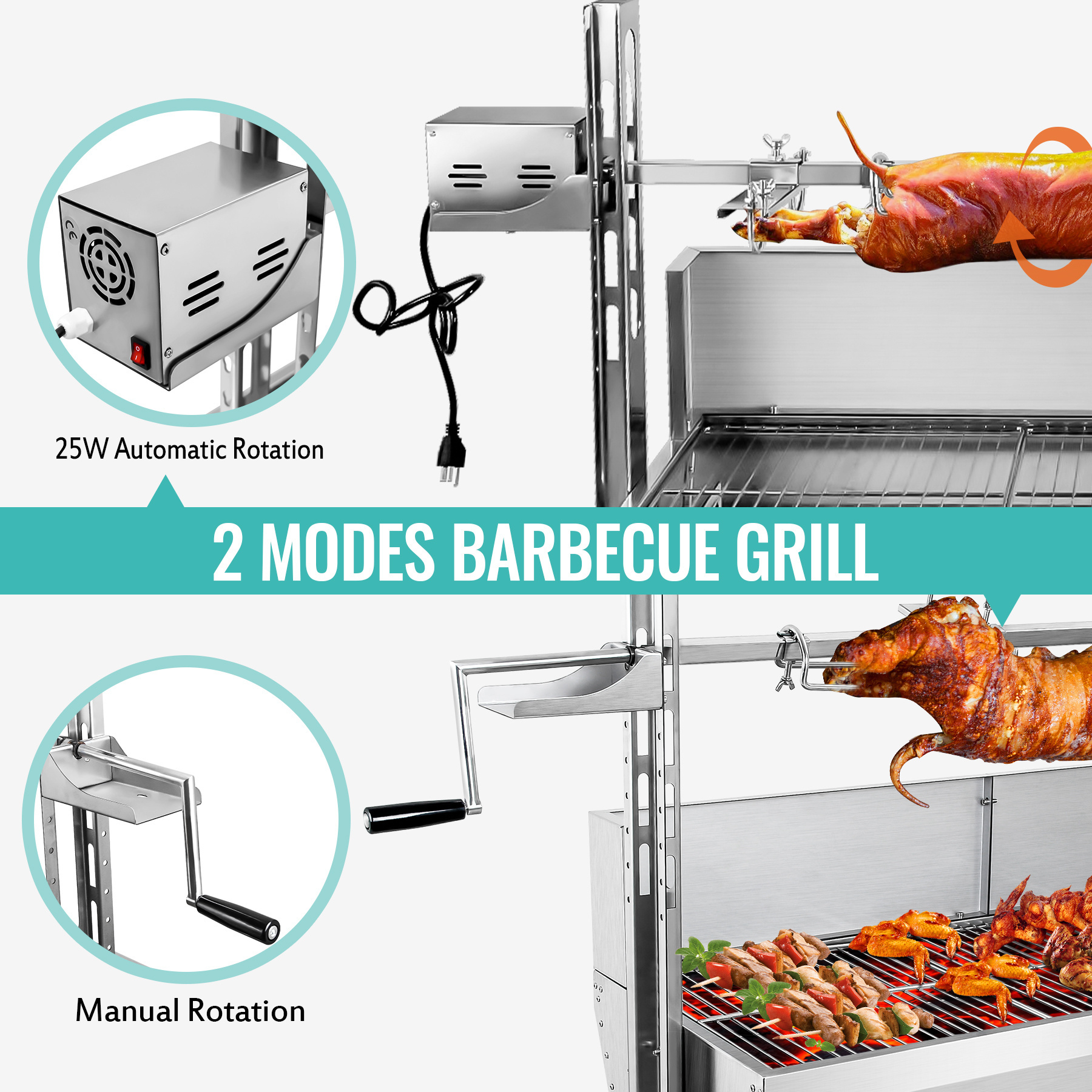 Outdoor Stainless Steel Rotisserie Souvlaki Grill Automatic Rotate BBQ Grills