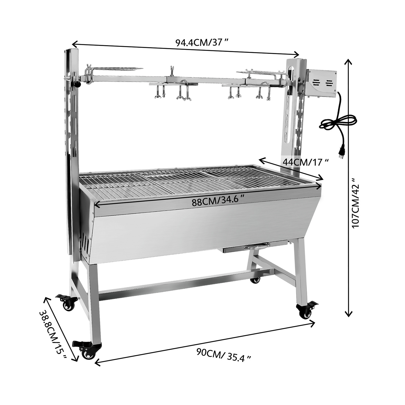 60kg Chain Mechanism Greek souvlaki kebabs Rotisserie Grill with Chain Drive Rotisserie