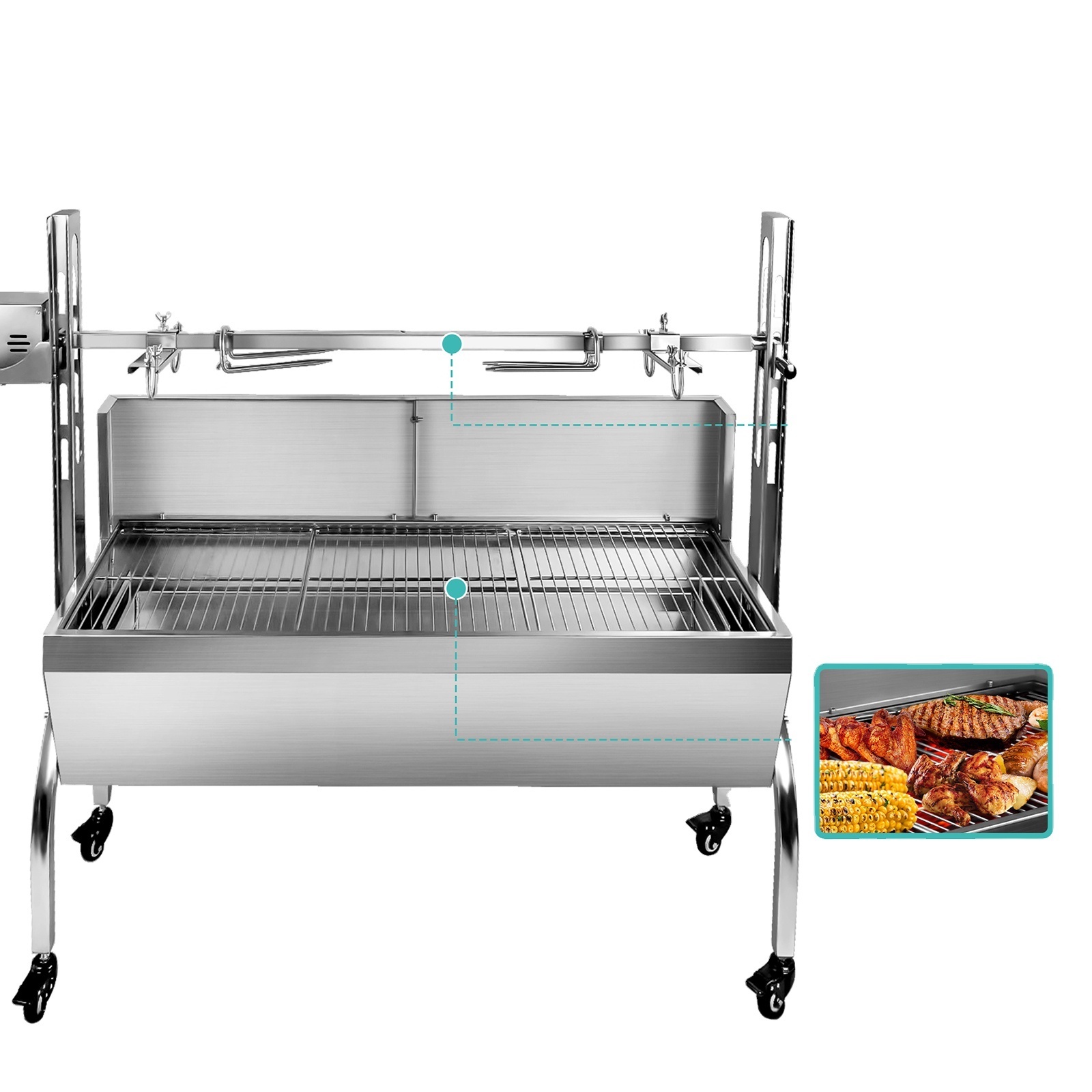 Spin Motorized Skewers Grill  Portable commercial lamb spit rotisserie barbecue bbq charcoal grill