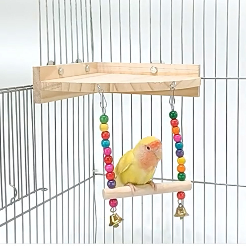 wholesale Hot Sale Wood Hanging Cage Nest Bird Swing Pine Parrot Bird Toys Stand Perch Bird Toys