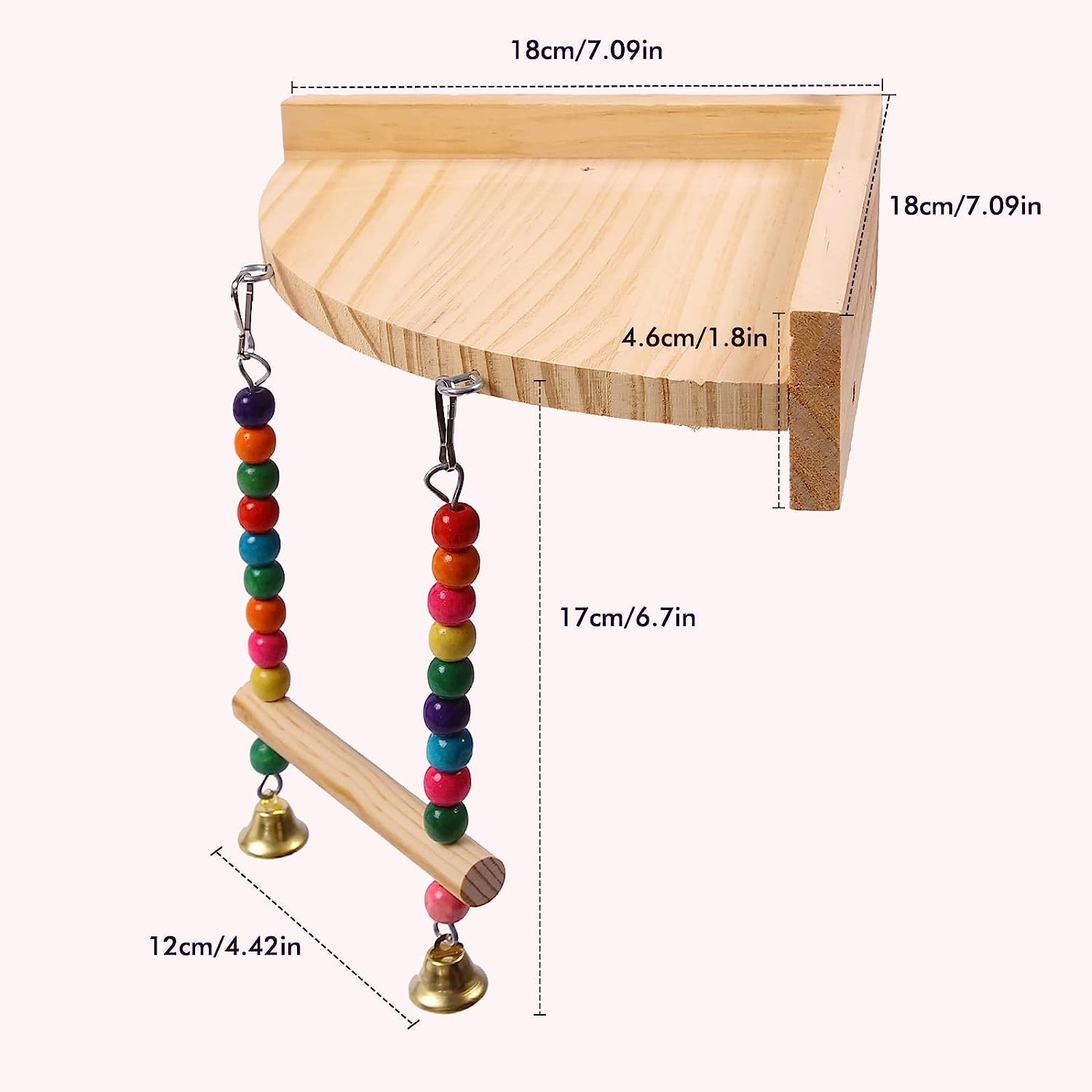 wholesale Hot Sale Wood Hanging Cage Nest Bird Swing Pine Parrot Bird Toys Stand Perch Bird Toys